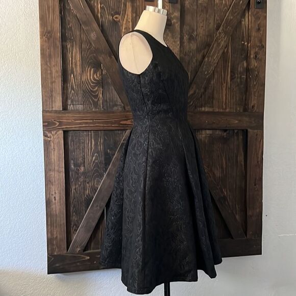 Ina embellished jacquard mini black  dress with side pockets back gold zipper Sm - Picture 7 of 14